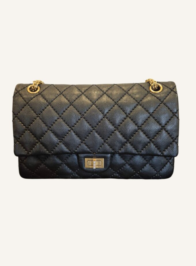sac Chanel Reissue 2.55 cuir caviar noir or 2016
