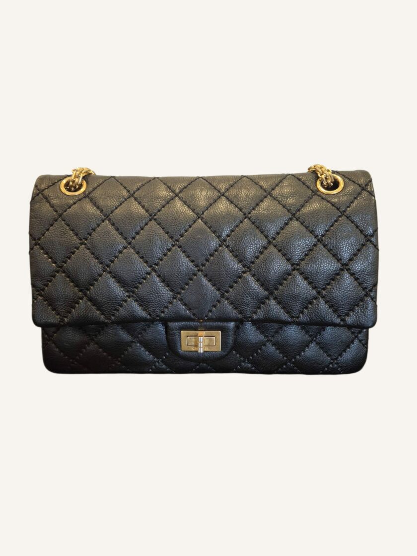 sac Chanel Reissue 2.55 cuir caviar noir or 2016