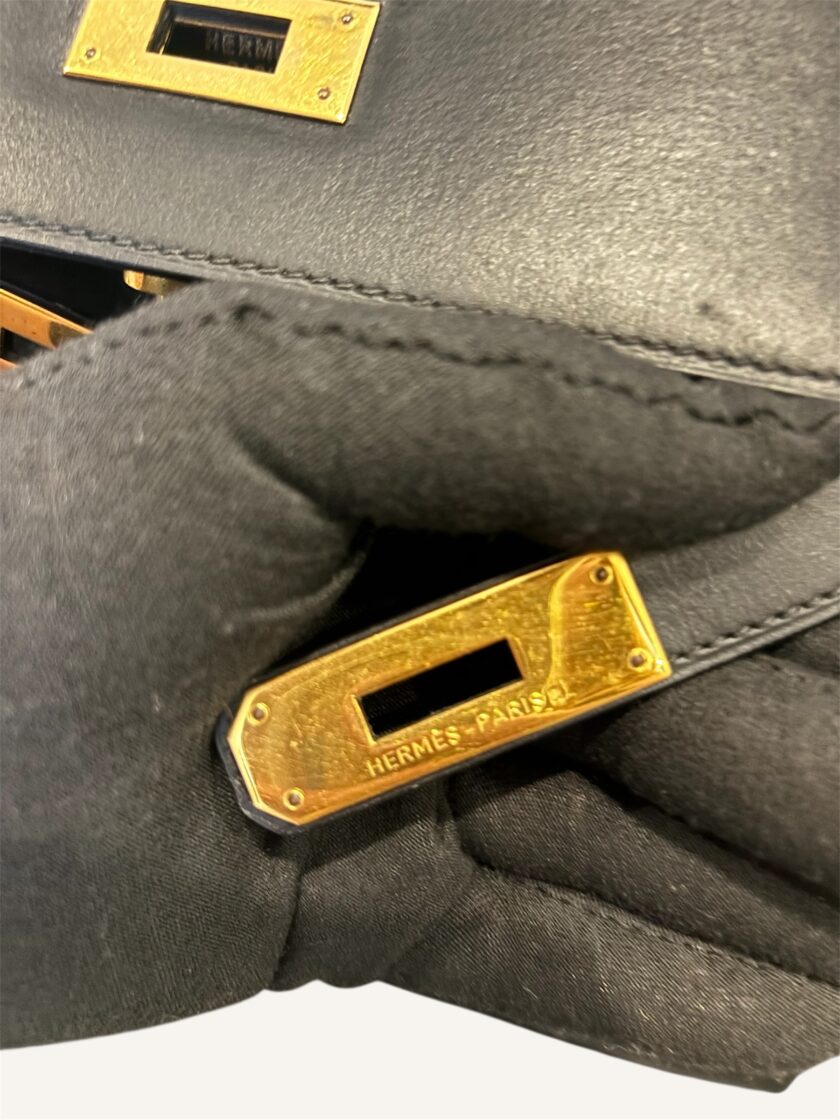 sac Hermès Kelly 28 cuir Box noir vintage 1991