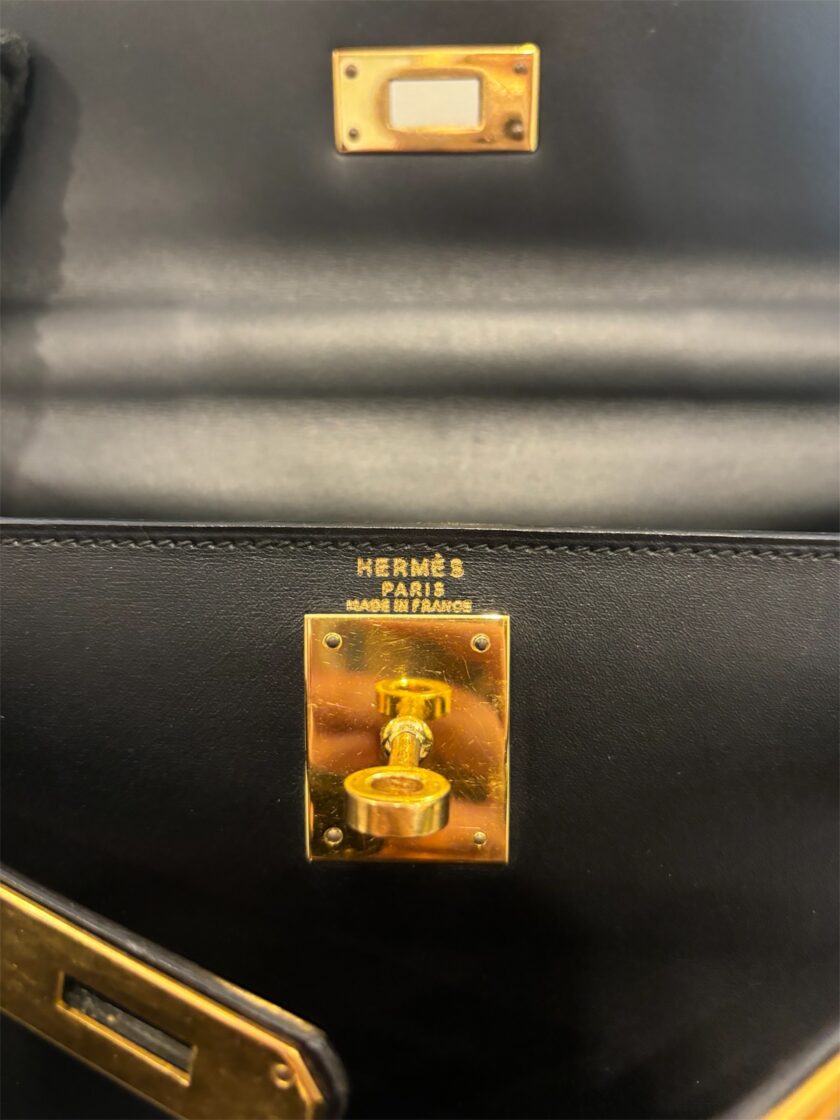Sac Hermès Kelly 28 box noir – Image 10