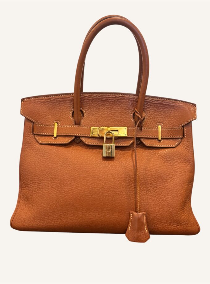 sac Hermès Birkin 30 cuir Fjord gold finitions or