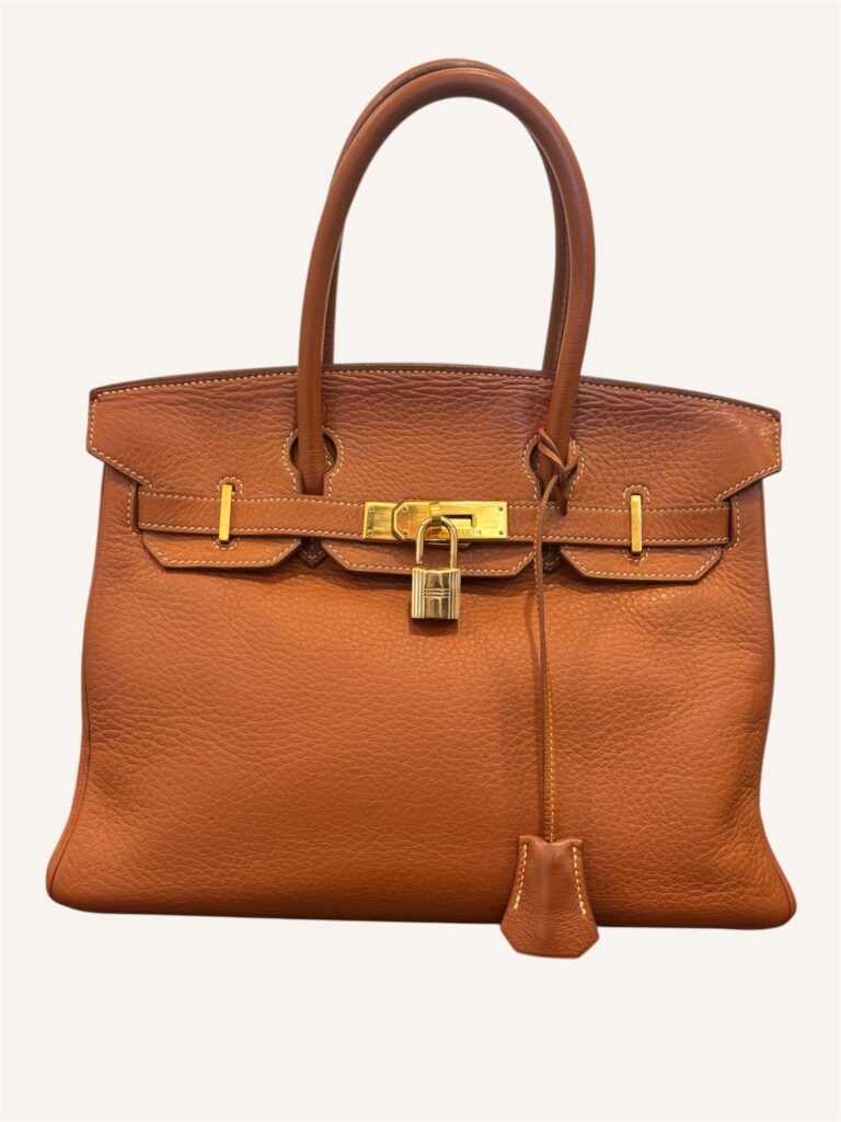 sac Hermès Birkin 30 cuir Fjord gold finitions or