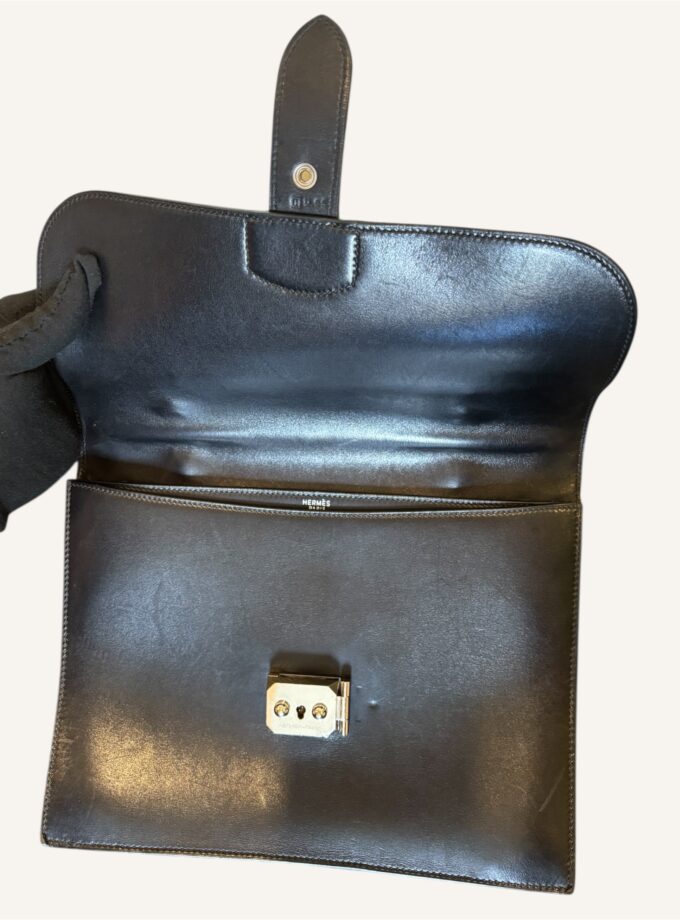 Sac à dépêches Hermès Petit 27 cuir box noir