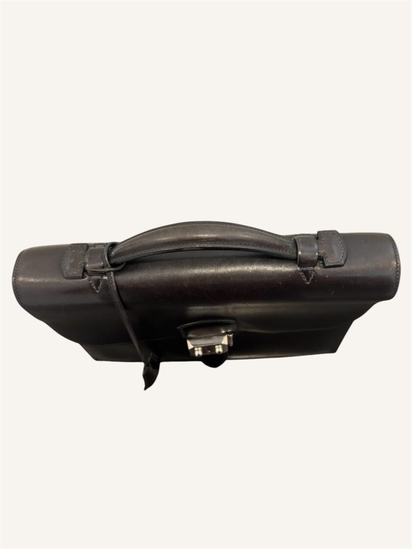 sac à dépêches Hermès 27 cuir box noir palladium