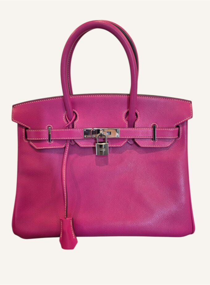 sac Hermès Birkin 30 cuir Epsom rose Tyrian rouge Rubis