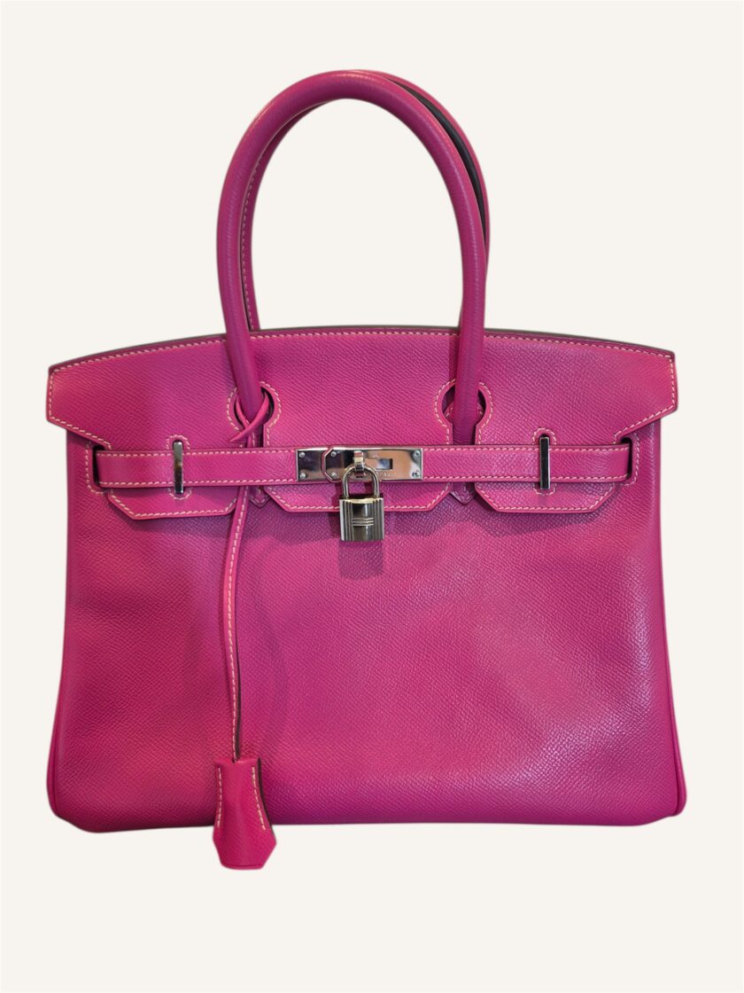 sac Hermès Birkin 30 cuir Epsom rose Tyrian rouge Rubis