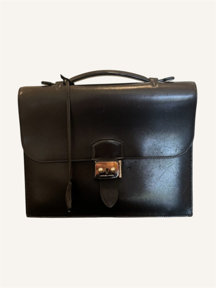 Sac à dépêches Hermès Petit 27 cuir box noir – Image 11