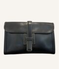 pochette Hermès Jige PM cuir box noir vintage