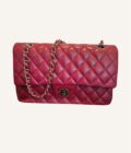 sac Chanel Timeless Medium cuir rouge foncé argent 2011