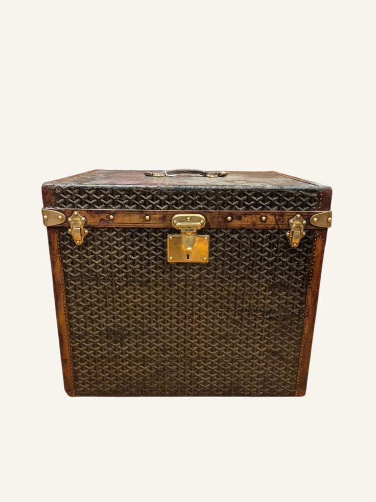 malle Goyard à chapeaux vintage toile Goyardine années 1920