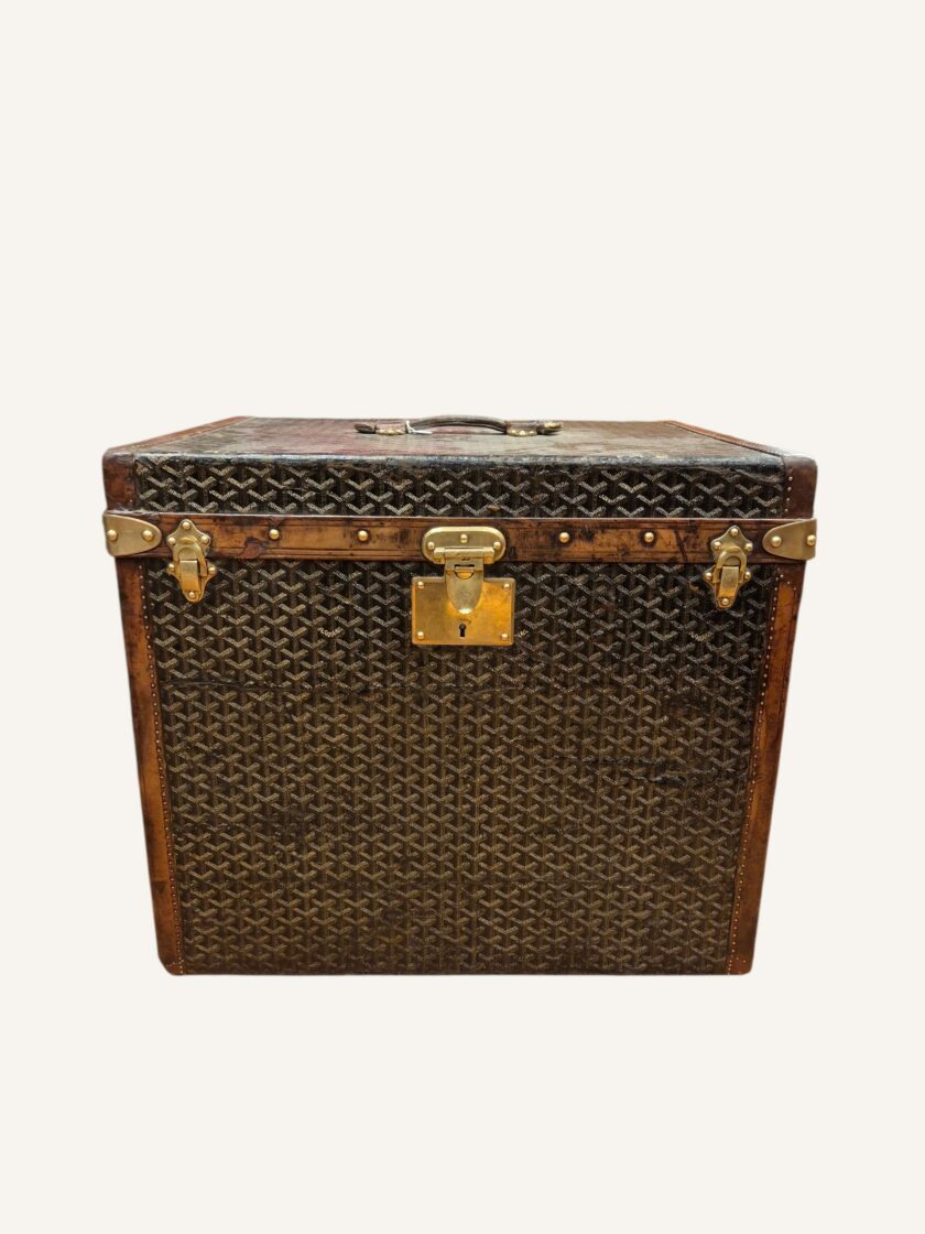 malle Goyard à chapeaux vintage toile Goyardine années 1920