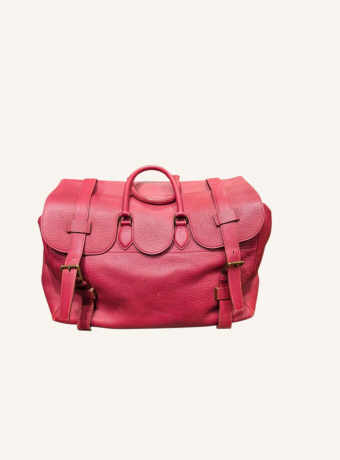 sac Hermès Drag de voyage cuir Ardennes rouge vintage