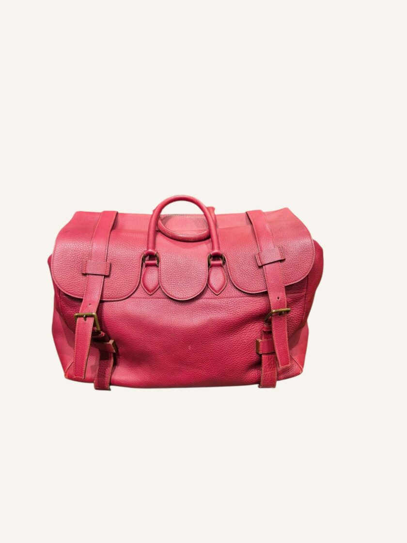 sac Hermès Drag de voyage cuir Ardennes rouge vintage