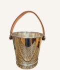 seau à champagne Hermès vintage métal argenté cuir