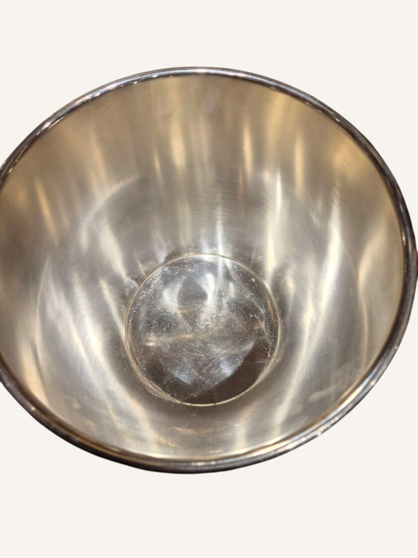 seau à champagne Hermès vintage métal argenté cuir