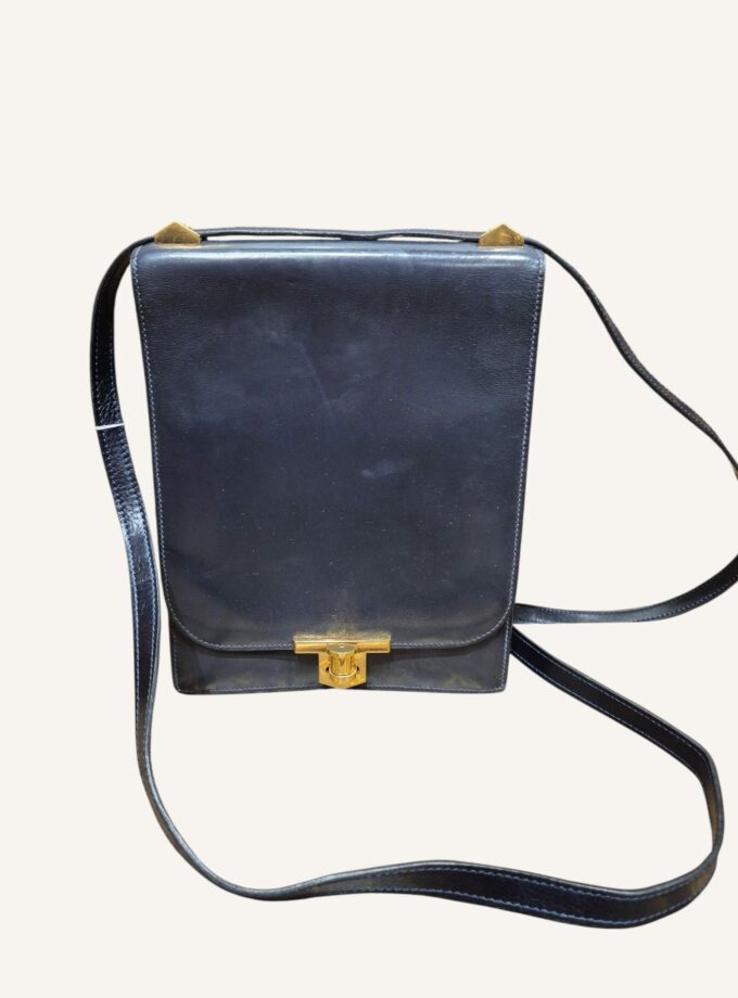 sac Hermès Chantilly vintage cuir box bleu marine années 60