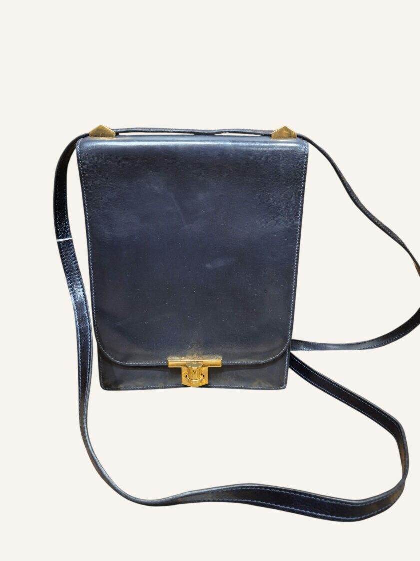 sac Hermès Chantilly vintage cuir box bleu marine années 60