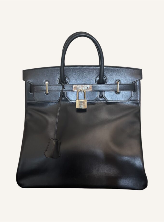 sac Hermès HAC 40 cuir Box noir or 1992