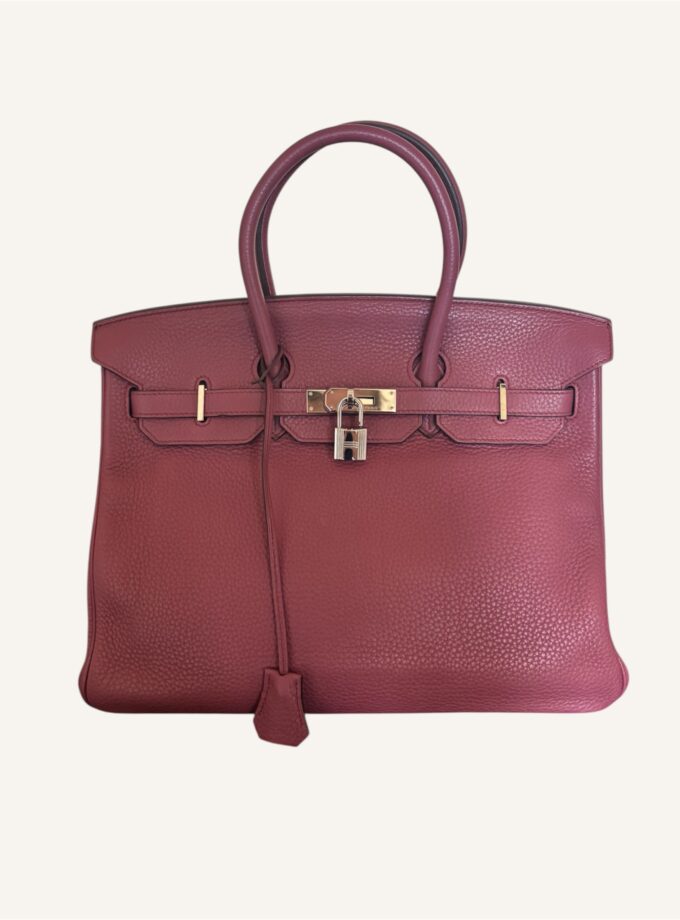 sac Hermès Birkin 35 cuir Clémence bois de rose 2011