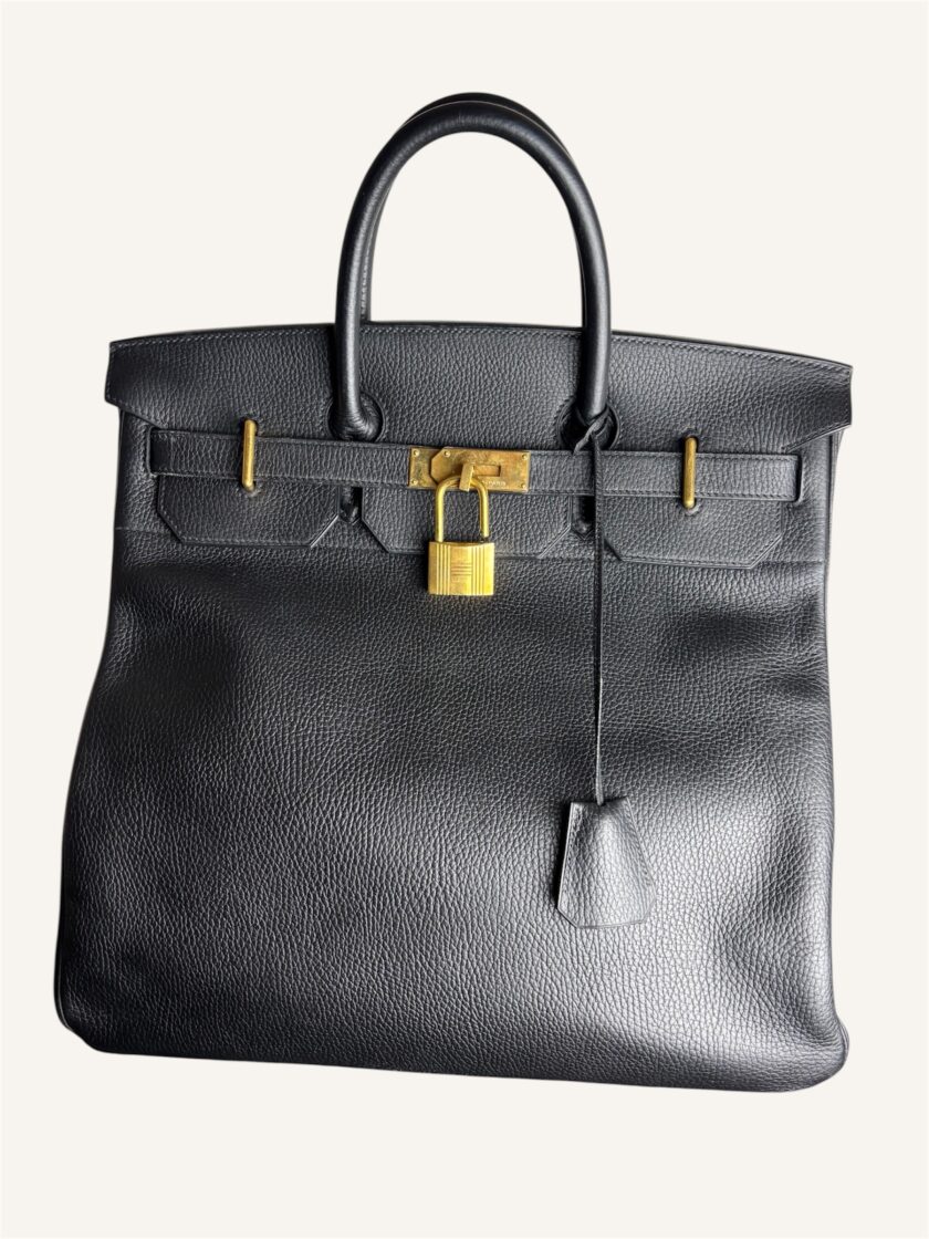 sac Hermès HAC 40 cuir Ardennes noir or 1998