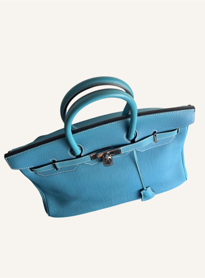 Sac Hermès Birkin 35 Togo bleu jean
