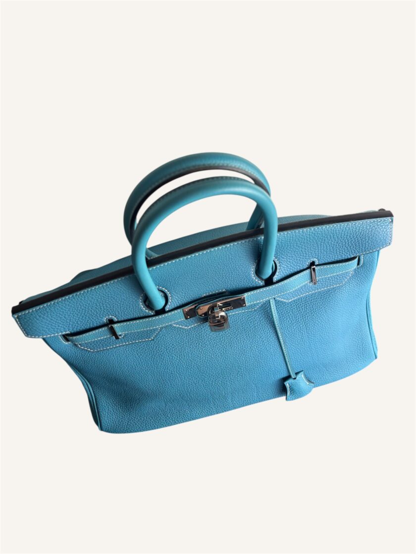 Sac Hermès Birkin 35 Togo bleu jean – Image 7