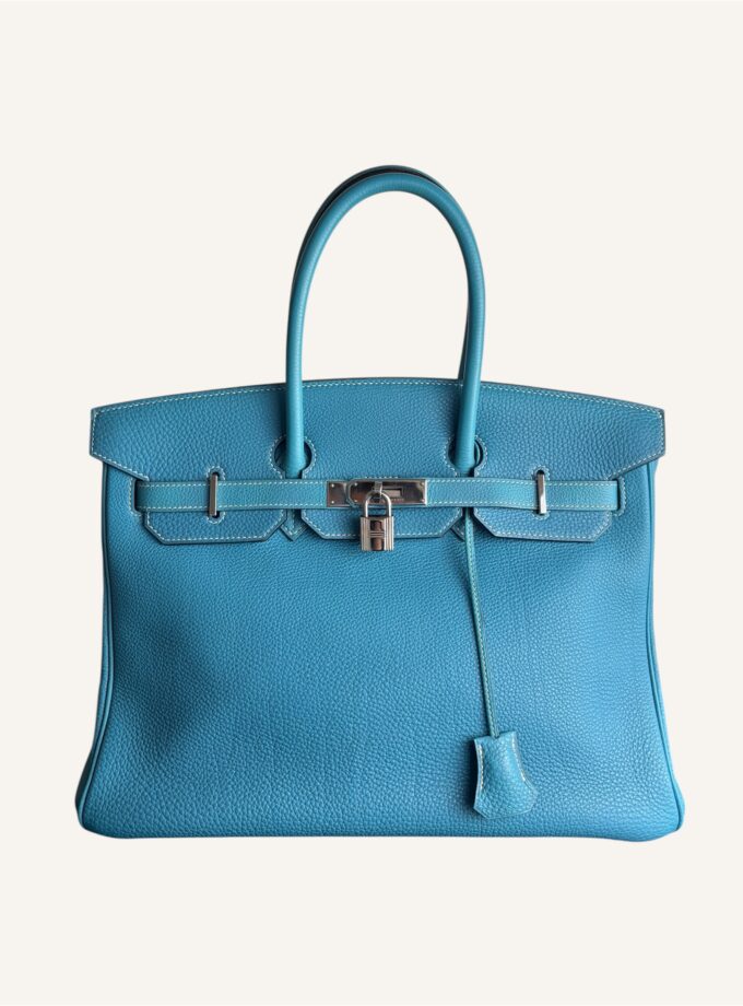 sac Hermès Birkin 35 Togo bleu Jean excellent état