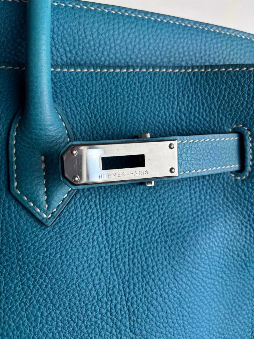 Sac Hermès Birkin 35 Togo bleu jean – Image 4