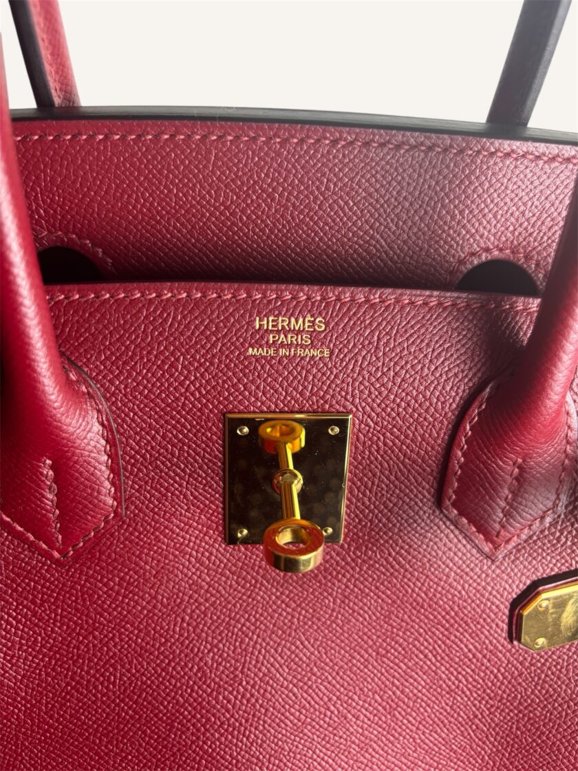 sac Hermès Birkin 30 cuir Epsom rouge grenat or 2016