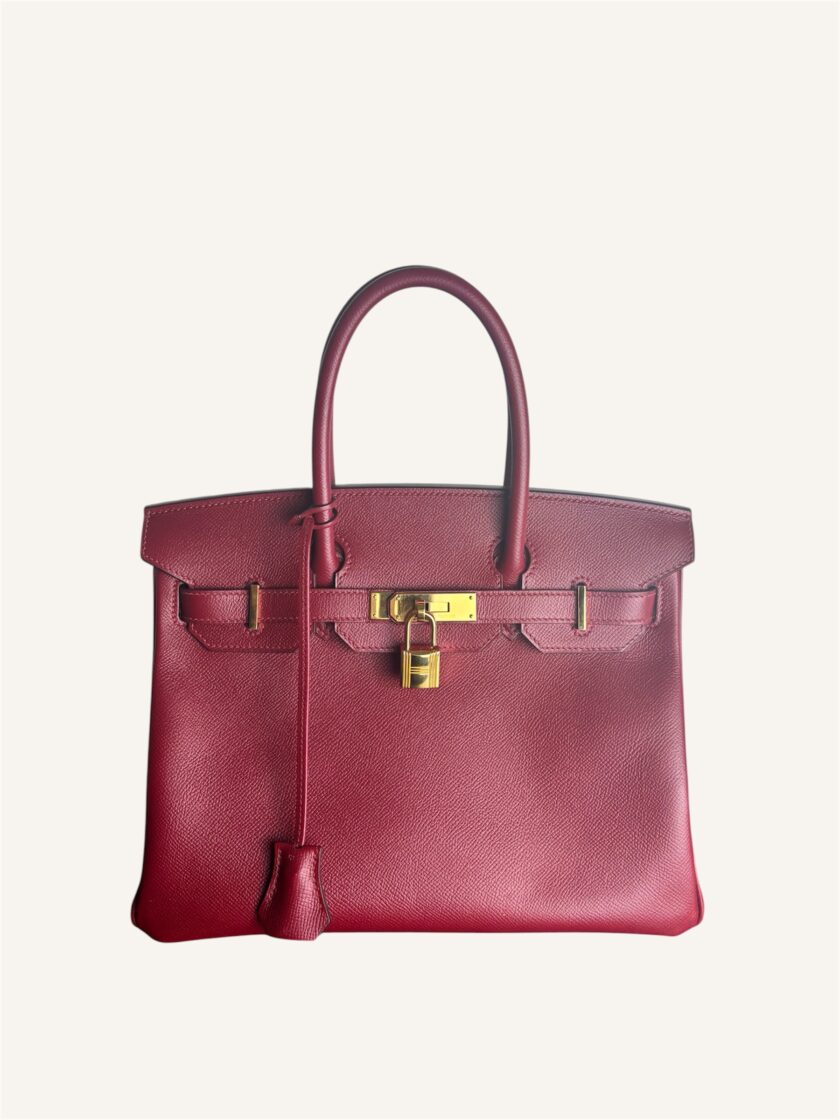 sac Hermès Birkin 30 cuir Epsom rouge grenat or 2016