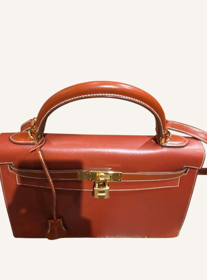 Sac Hermès Kelly 32 box rouge brique