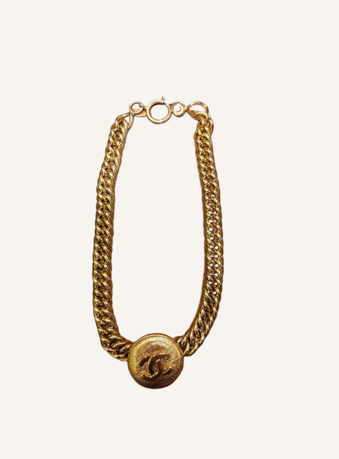 collier Chanel vintage choker plaqué or années 90