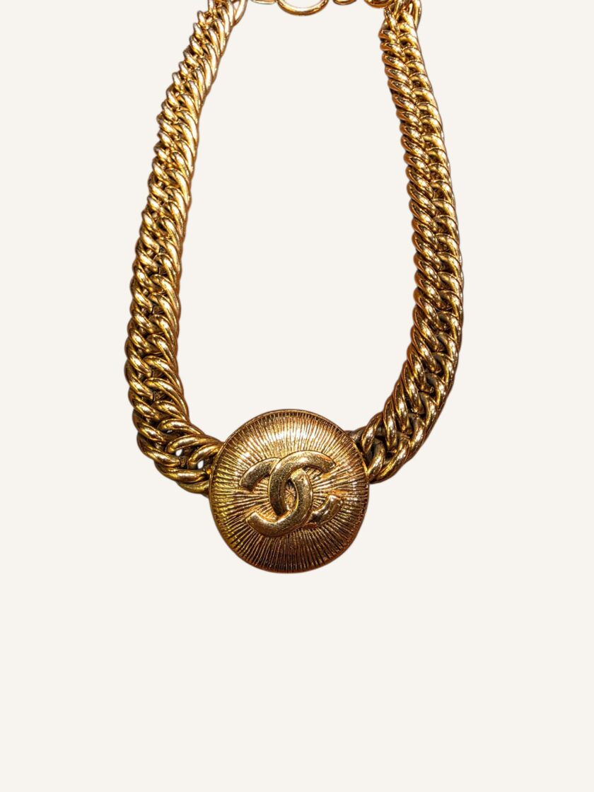 collier Chanel vintage choker plaqué or années 90