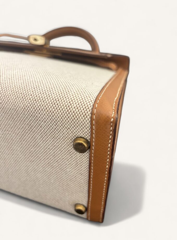 Sac Hermès Kelly 28 Toile & Cuir 1988