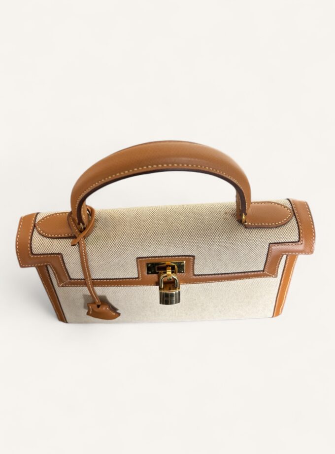 Sac Hermès Kelly 28 Toile & Cuir 1988