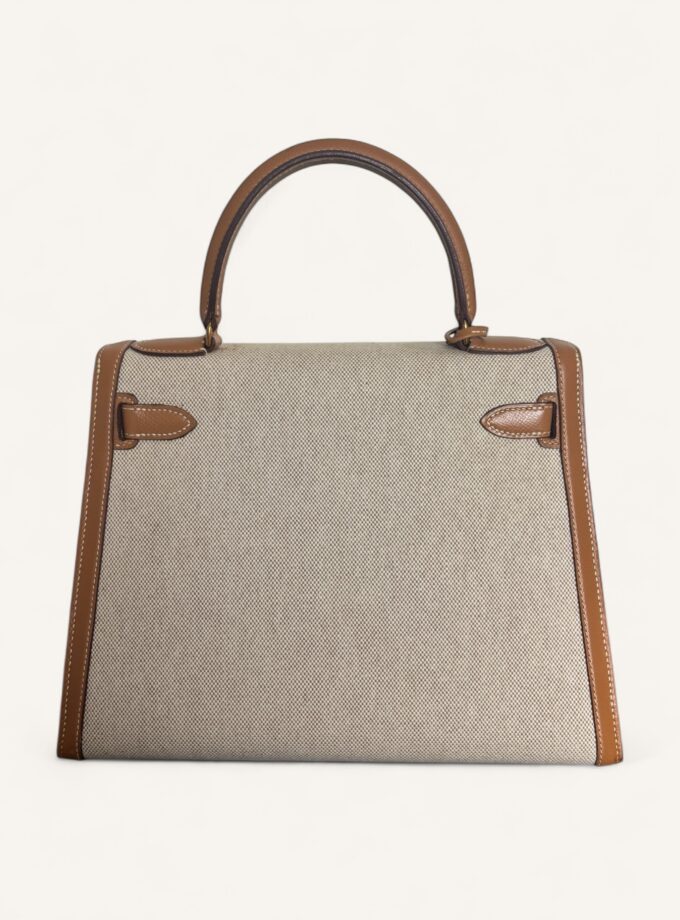 Sac Hermès Kelly 28 Toile & Cuir 1988