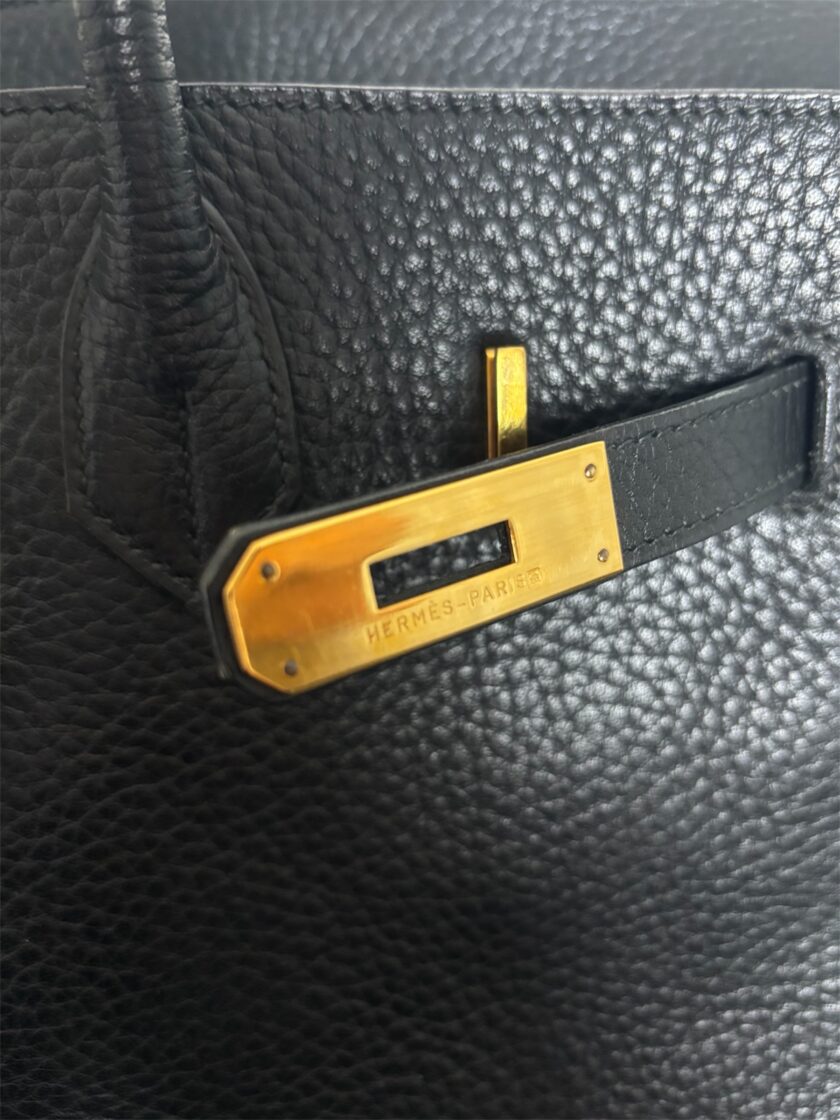 sac Hermès HAC 32 cuir Ardennes noir gold 1995