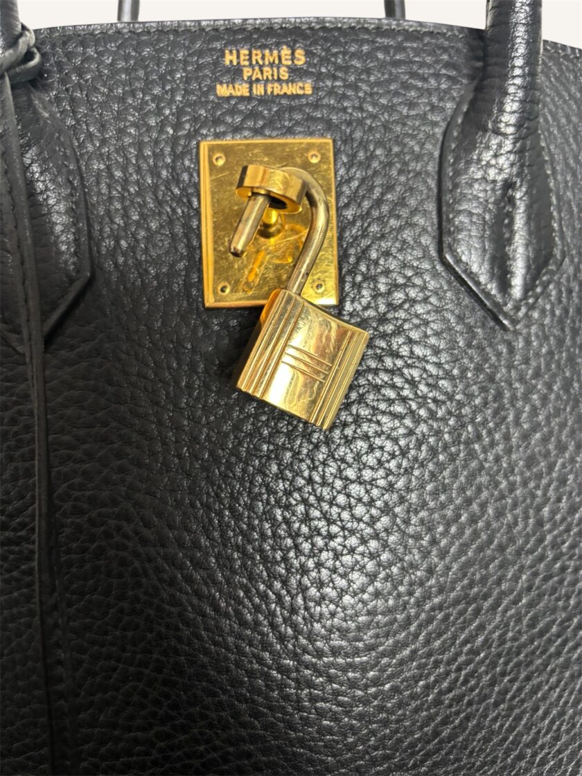 sac Hermès HAC 32 cuir Ardennes noir gold 1995