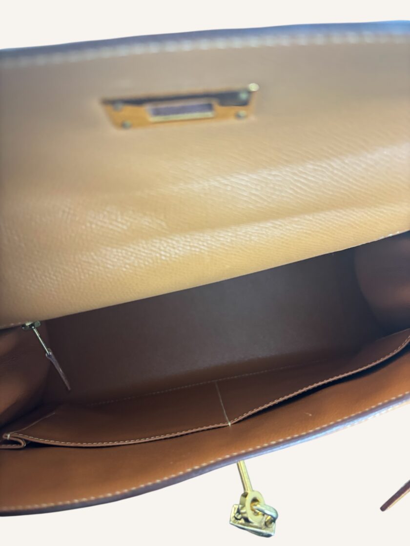 sac Hermès Kelly 28 toile cuir Courchevel Gold 1988
