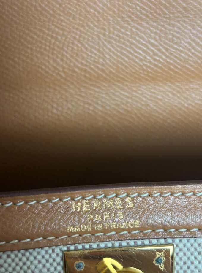 Sac Hermès Kelly 28 Toile & Cuir 1988