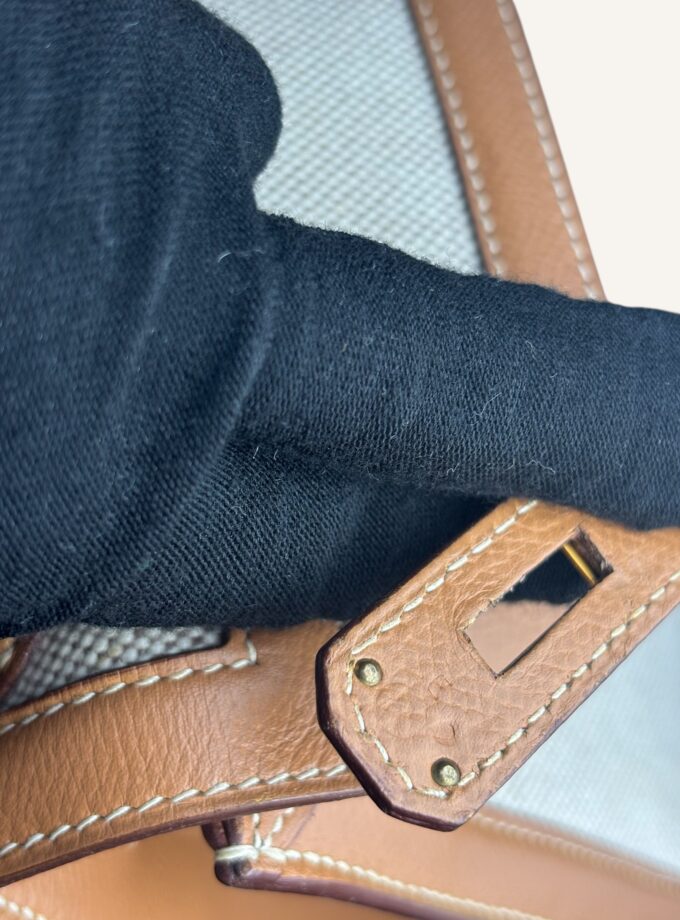 Sac Hermès Kelly 28 Toile & Cuir 1988