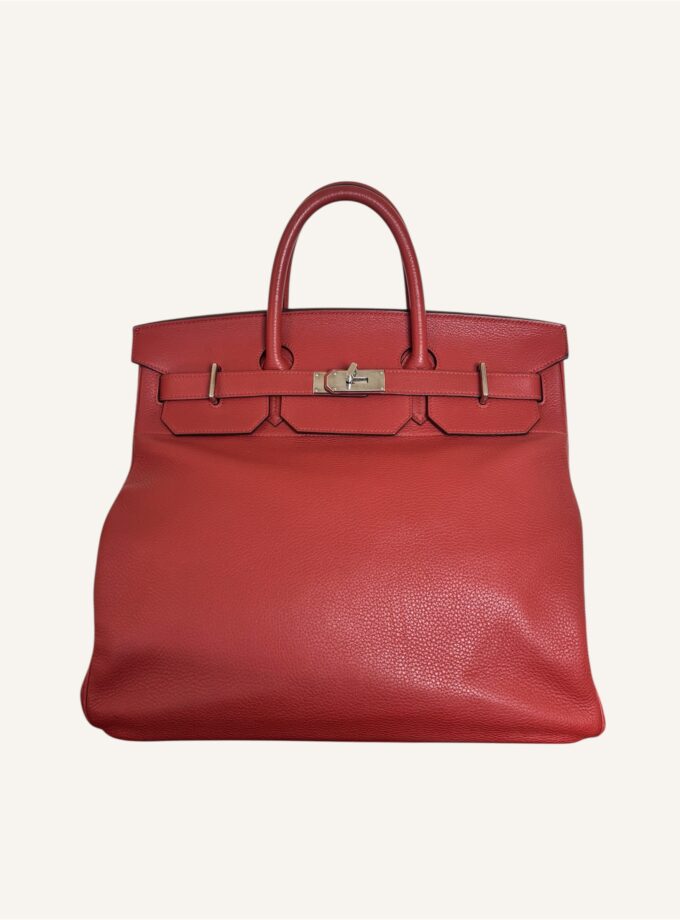 sac Hermès HAC 40 cuir taurillon rouge vénitien palladium 2009