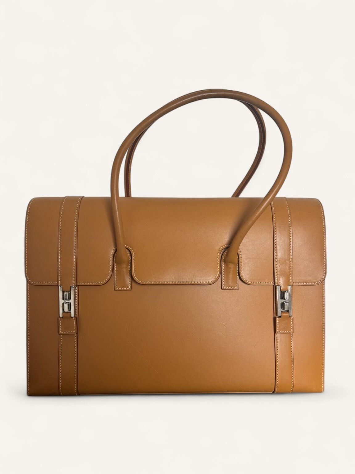 sac Hermès Drag 37 cuir Gold vintage 2000