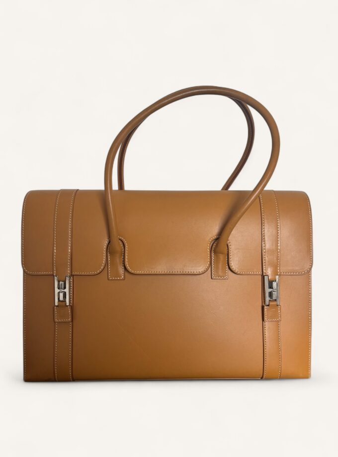sac Hermès Drag 37 cuir Gold vintage 2000