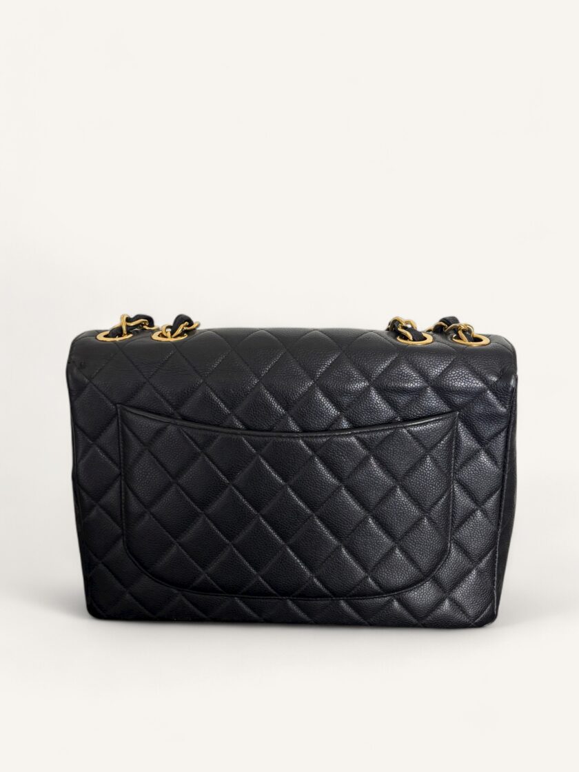 sac Chanel Jumbo vintage cuir caviar noir or 1995