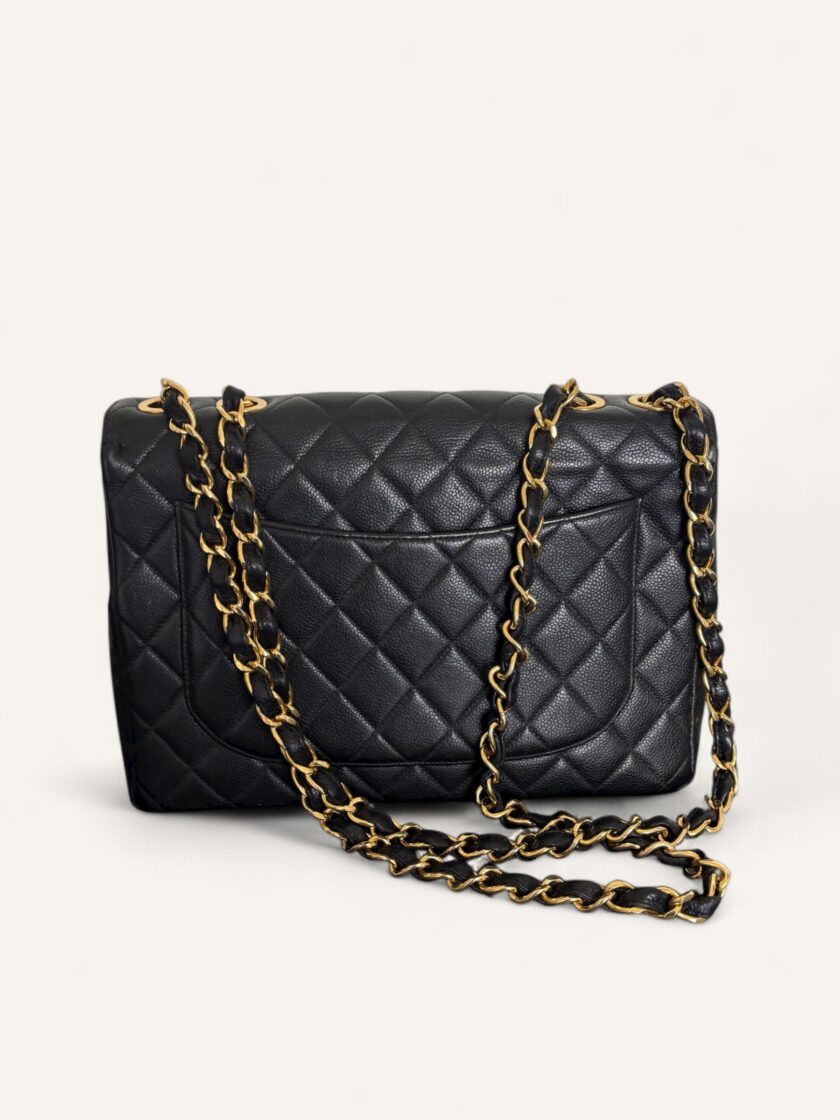 sac Chanel Jumbo vintage cuir caviar noir or 1995