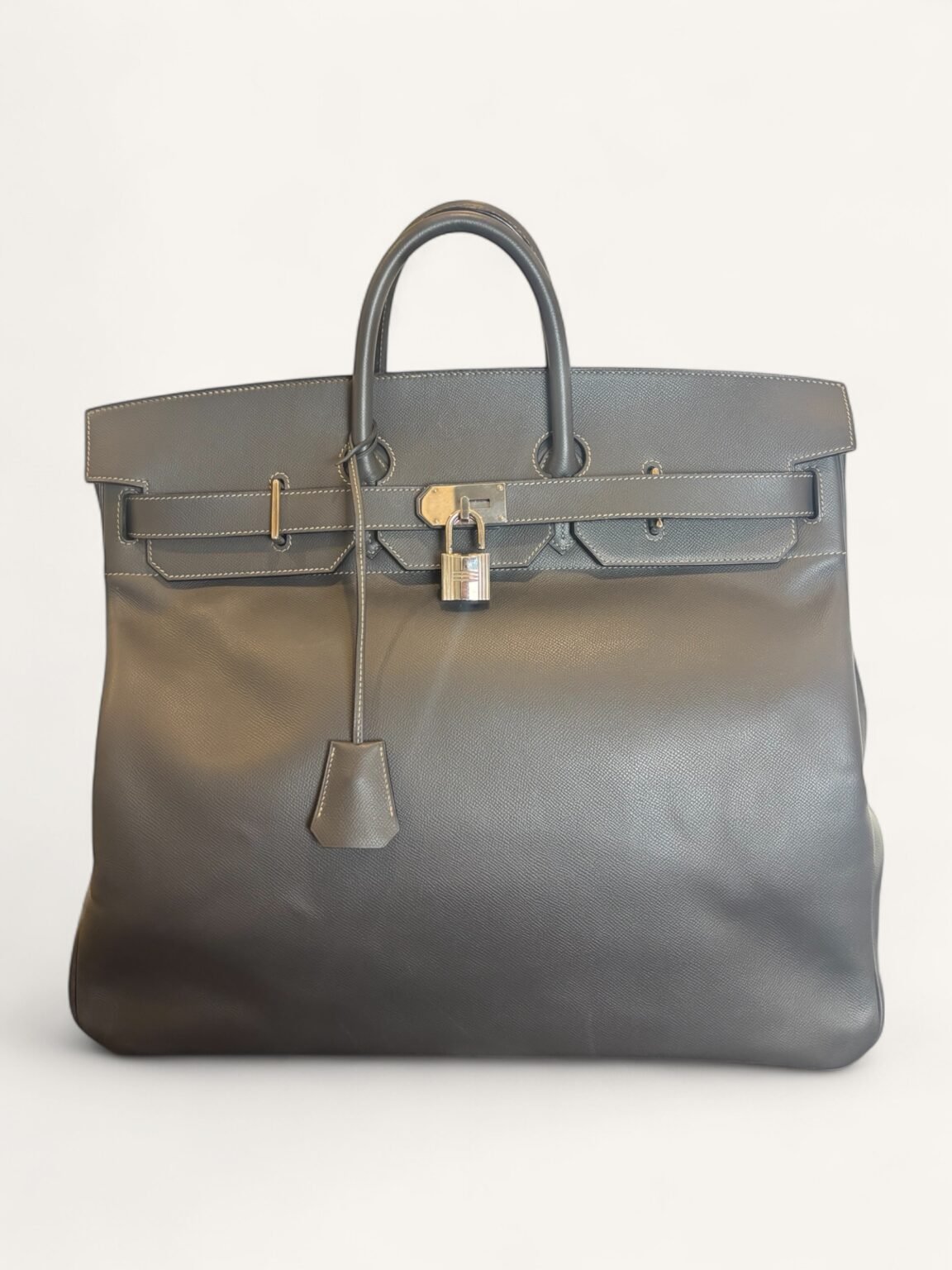 sac Hermès HAC 50 cuir Epsom gris palladium
