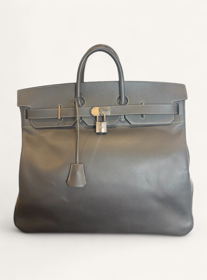 sac Hermès HAC 50 cuir Epsom gris palladium