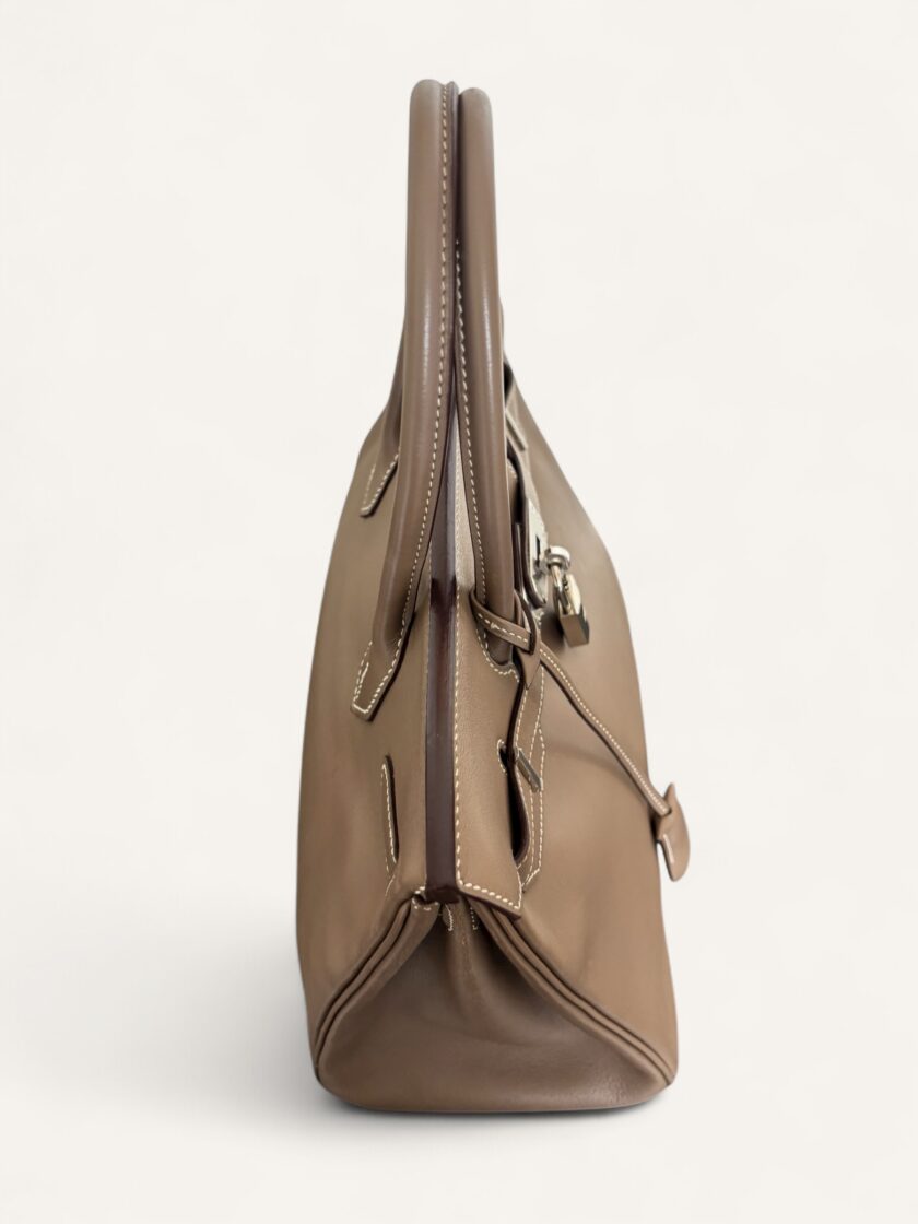 sac Hermès Birkin 30 cuir Swift étoupe palladium 2007