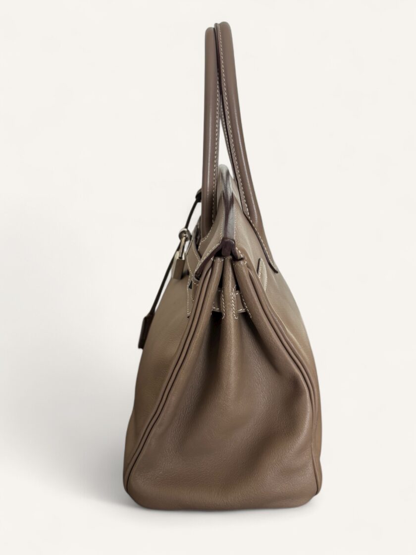 sac Hermès Birkin 30 cuir Swift étoupe palladium 2007